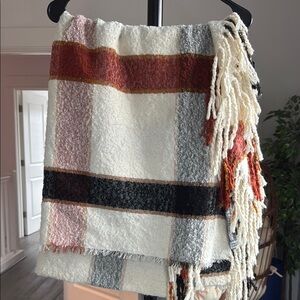 Cozy Multicolor Plaid Fringe Scarf